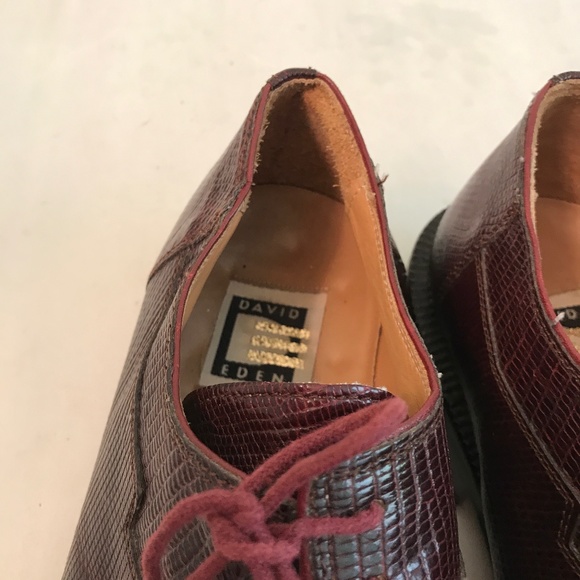 David Eden crocodile lizard burgundy shoes main image 4